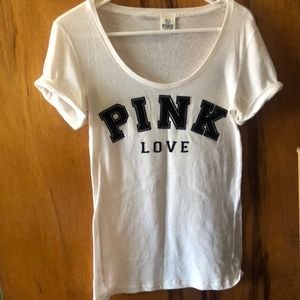 PINK velvet lettering tee